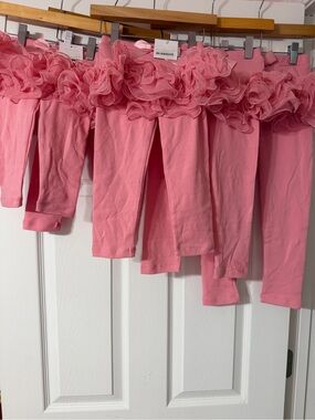 NWT Just FAB Girls Leggings Coral Curly Ruffle Tutu Skirt Bow
